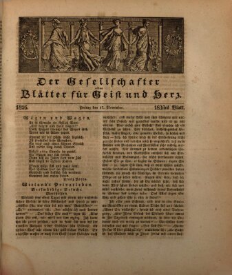 Der Gesellschafter oder Blätter für Geist und Herz Freitag 17. November 1826