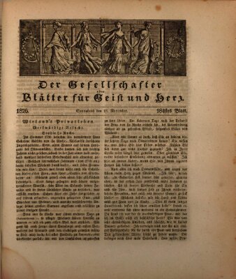 Der Gesellschafter oder Blätter für Geist und Herz Samstag 18. November 1826