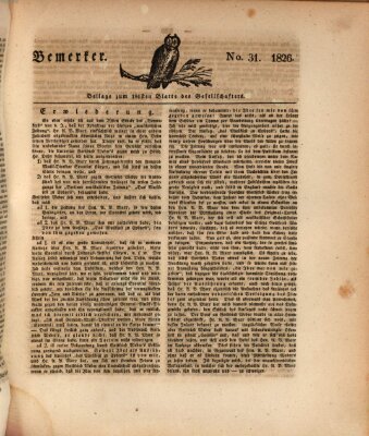 Der Gesellschafter oder Blätter für Geist und Herz Samstag 18. November 1826