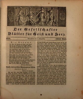 Der Gesellschafter oder Blätter für Geist und Herz Samstag 2. Dezember 1826