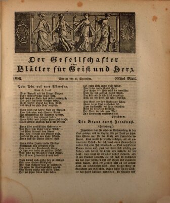 Der Gesellschafter oder Blätter für Geist und Herz Montag 25. Dezember 1826