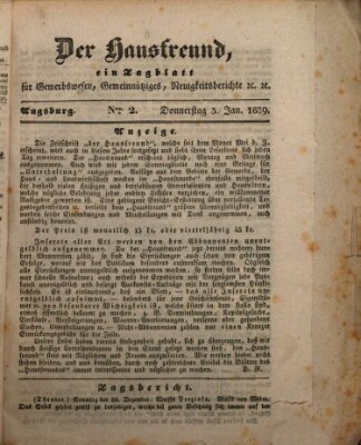 Der Hausfreund Donnerstag 3. Januar 1839