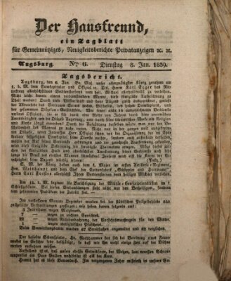 Der Hausfreund Dienstag 8. Januar 1839