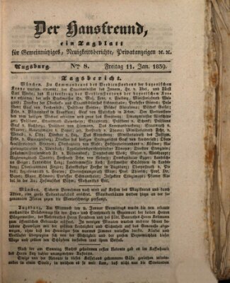 Der Hausfreund Freitag 11. Januar 1839