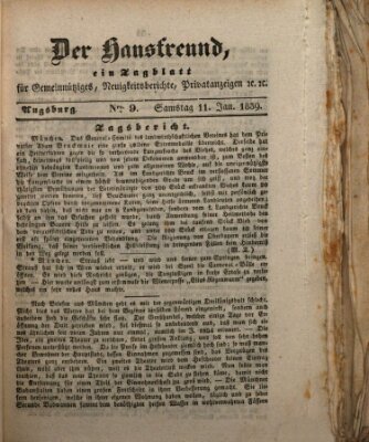 Der Hausfreund Samstag 12. Januar 1839