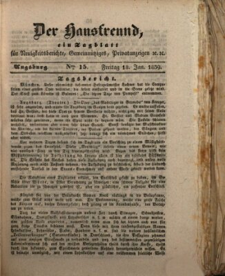 Der Hausfreund Freitag 18. Januar 1839