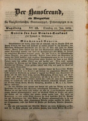 Der Hausfreund Dienstag 22. Januar 1839