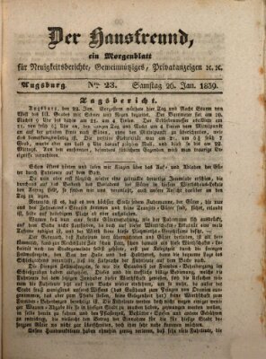 Der Hausfreund Samstag 26. Januar 1839