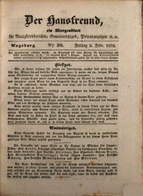 Der Hausfreund Freitag 8. Februar 1839