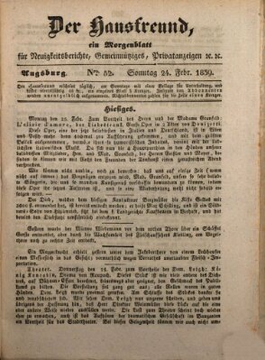 Der Hausfreund Sonntag 24. Februar 1839