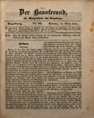 Der Hausfreund Sonntag 10. März 1839