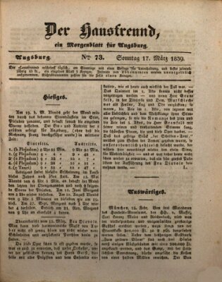 Der Hausfreund Sonntag 17. März 1839