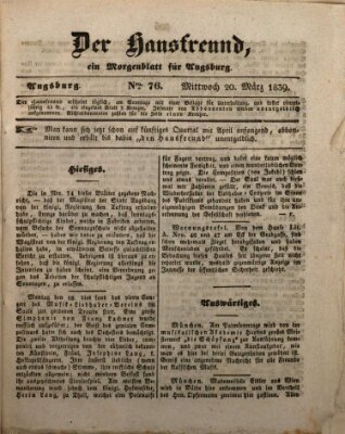 Der Hausfreund Mittwoch 20. März 1839