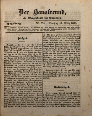 Der Hausfreund Samstag 23. März 1839