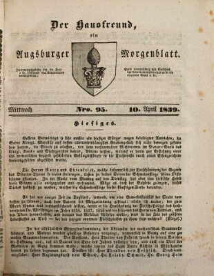 Der Hausfreund Mittwoch 10. April 1839