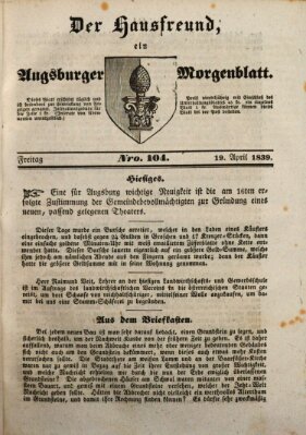 Der Hausfreund Freitag 19. April 1839