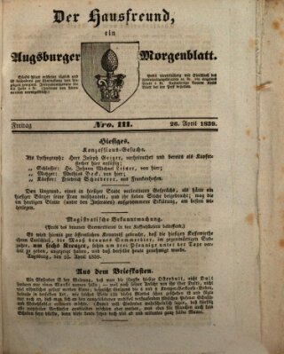 Der Hausfreund Freitag 26. April 1839