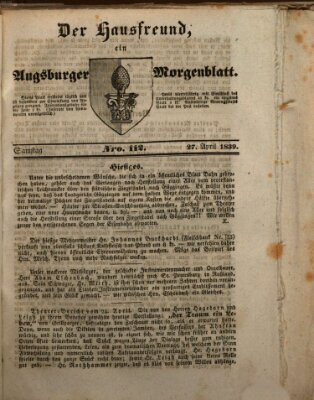 Der Hausfreund Samstag 27. April 1839