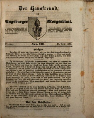 Der Hausfreund Sonntag 28. April 1839