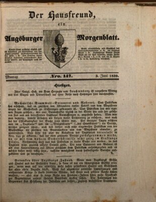 Der Hausfreund Montag 3. Juni 1839