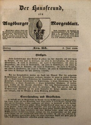 Der Hausfreund Freitag 7. Juni 1839