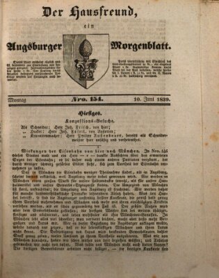 Der Hausfreund Montag 10. Juni 1839