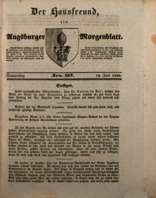 Der Hausfreund Donnerstag 13. Juni 1839