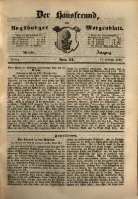 Der Hausfreund Freitag 13. Februar 1846