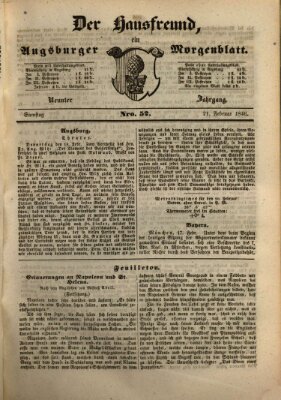 Der Hausfreund Samstag 21. Februar 1846