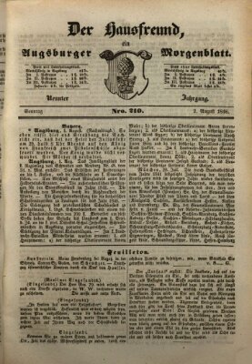 Der Hausfreund Sonntag 2. August 1846