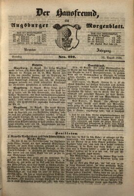 Der Hausfreund Samstag 22. August 1846