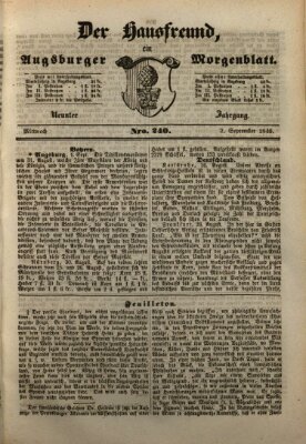 Der Hausfreund Mittwoch 2. September 1846