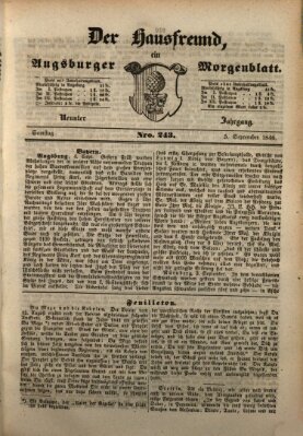 Der Hausfreund Samstag 5. September 1846