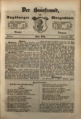 Der Hausfreund Sonntag 6. September 1846