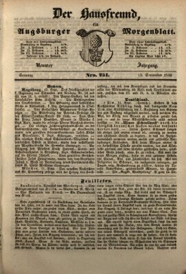 Der Hausfreund Sonntag 13. September 1846