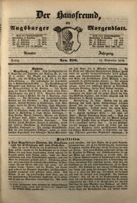 Der Hausfreund Freitag 18. September 1846