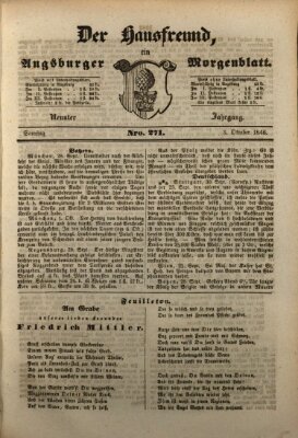 Der Hausfreund Samstag 3. Oktober 1846