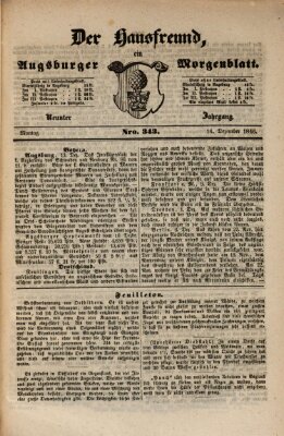 Der Hausfreund Montag 14. Dezember 1846