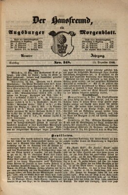 Der Hausfreund Samstag 19. Dezember 1846