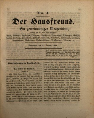 Der Hausfreund Samstag 27. Januar 1838