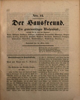 Der Hausfreund Samstag 24. März 1838