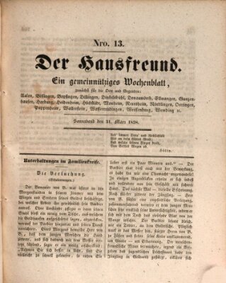 Der Hausfreund Samstag 31. März 1838