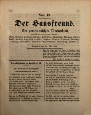 Der Hausfreund Samstag 12. Mai 1838