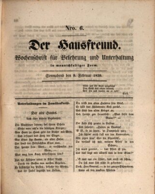 Der Hausfreund Samstag 9. Februar 1839