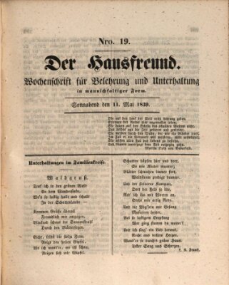 Der Hausfreund Samstag 11. Mai 1839