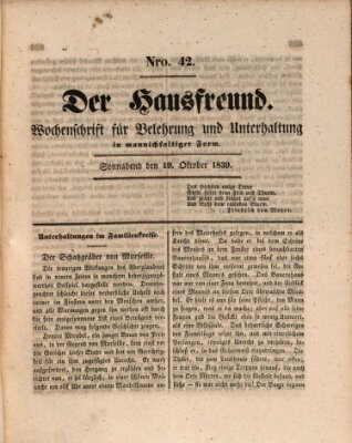 Der Hausfreund Samstag 19. Oktober 1839