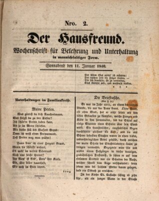 Der Hausfreund Samstag 11. Januar 1840