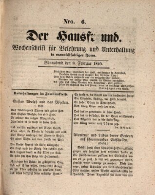 Der Hausfreund Samstag 8. Februar 1840