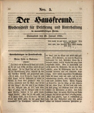 Der Hausfreund Samstag 30. Januar 1841