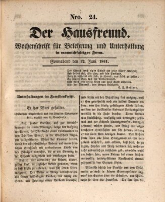 Der Hausfreund Samstag 12. Juni 1841